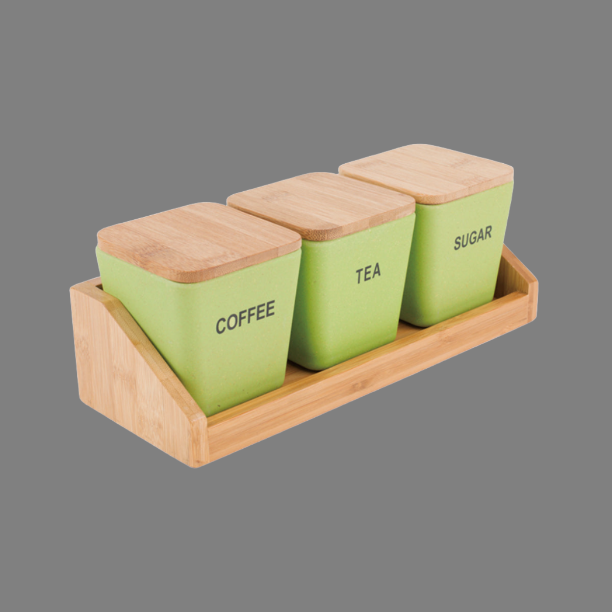 3-Piece Bamboo Fiber Storage Containers Set with Bamboo Lids