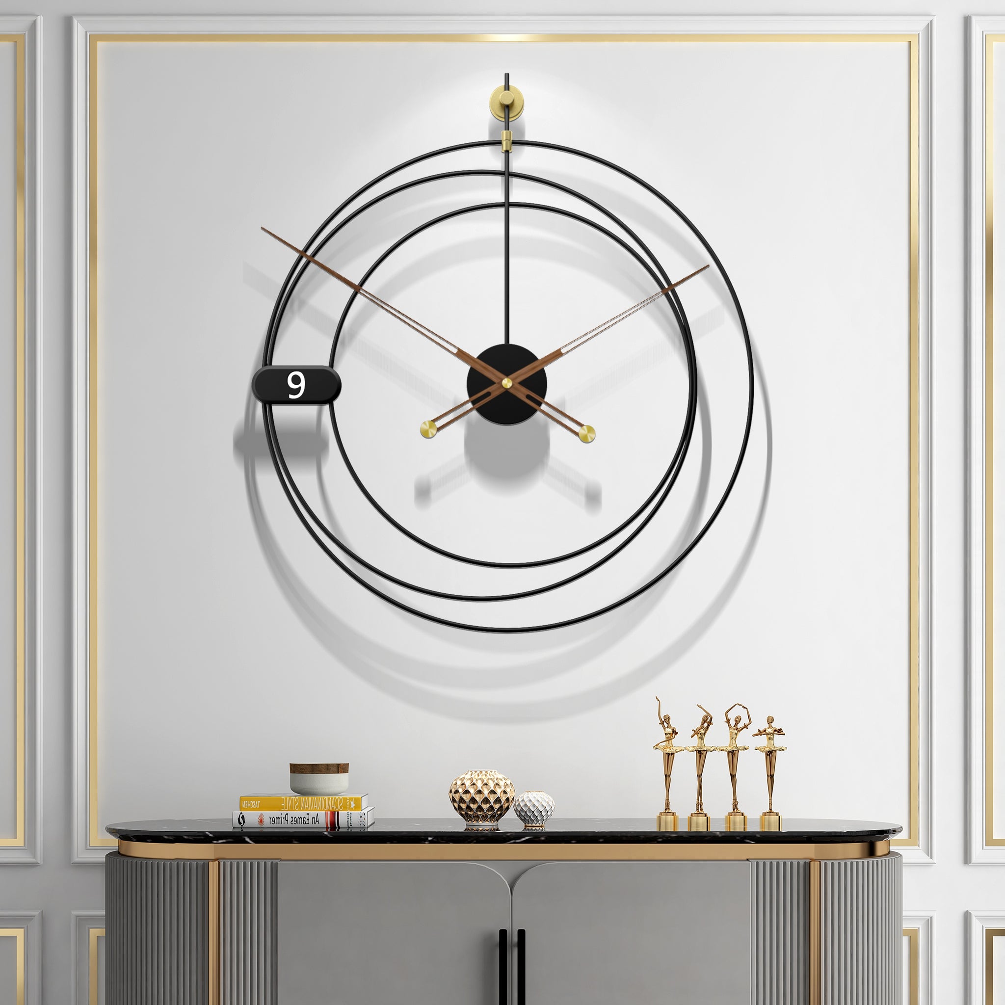 Iron  Home Decoration Modern Design Mounted Wall Clock