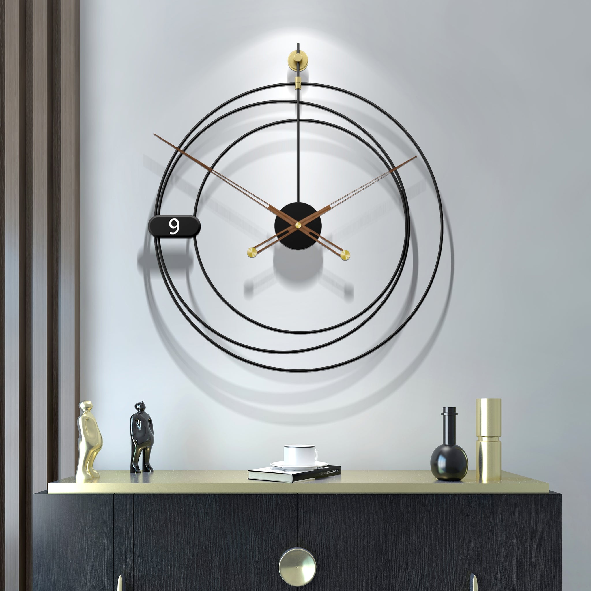 Iron  Home Decoration Modern Design Mounted Wall Clock