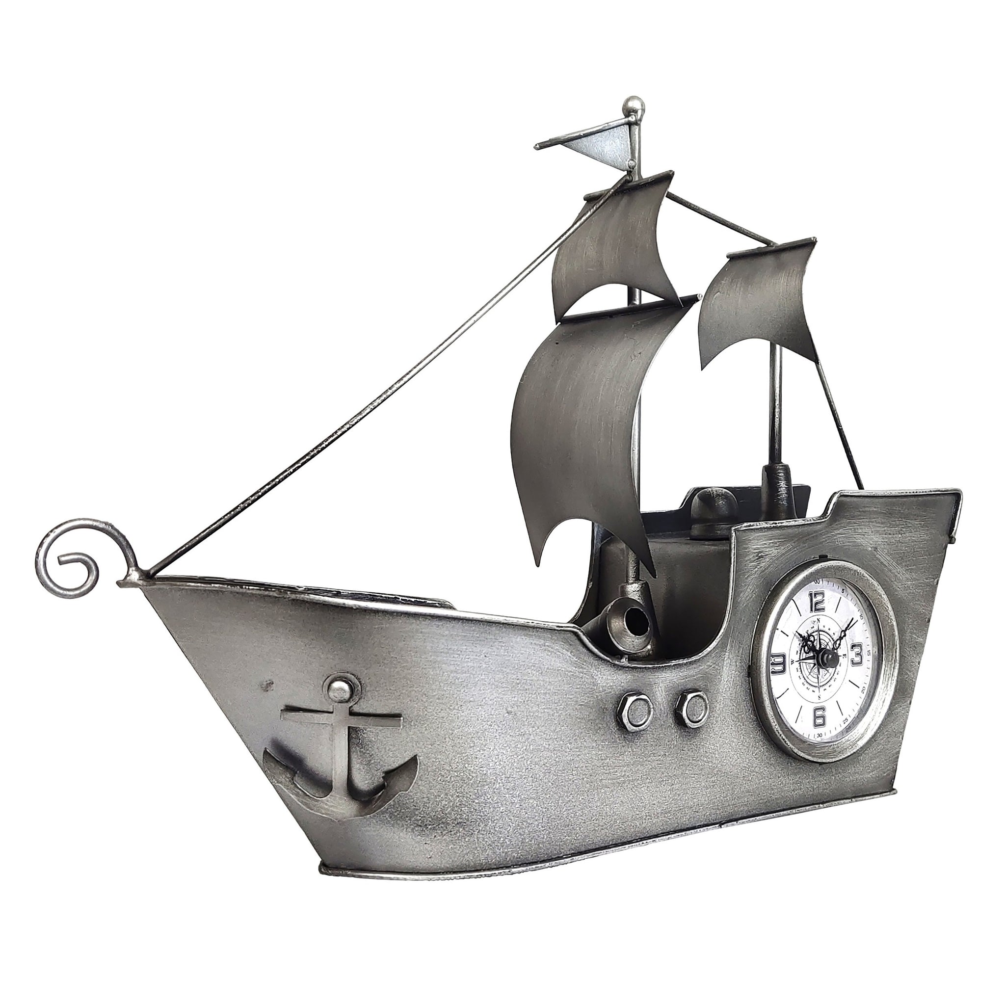 Sailing Ship Metal Table Clock