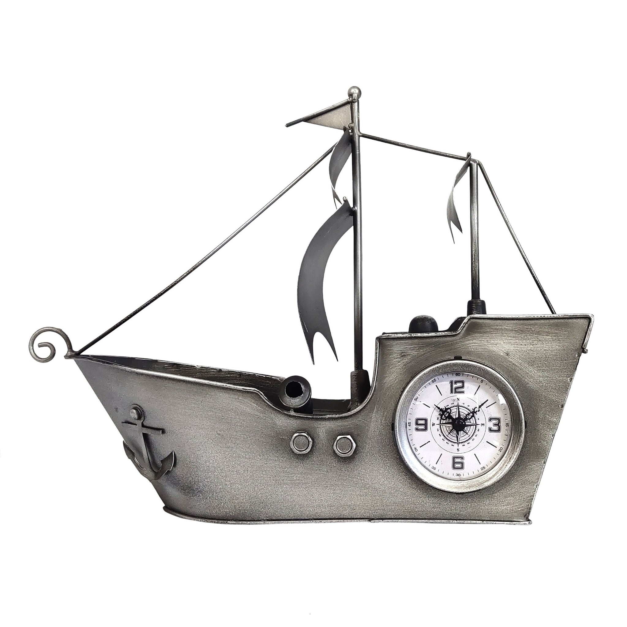 Sailing Ship Metal Table Clock