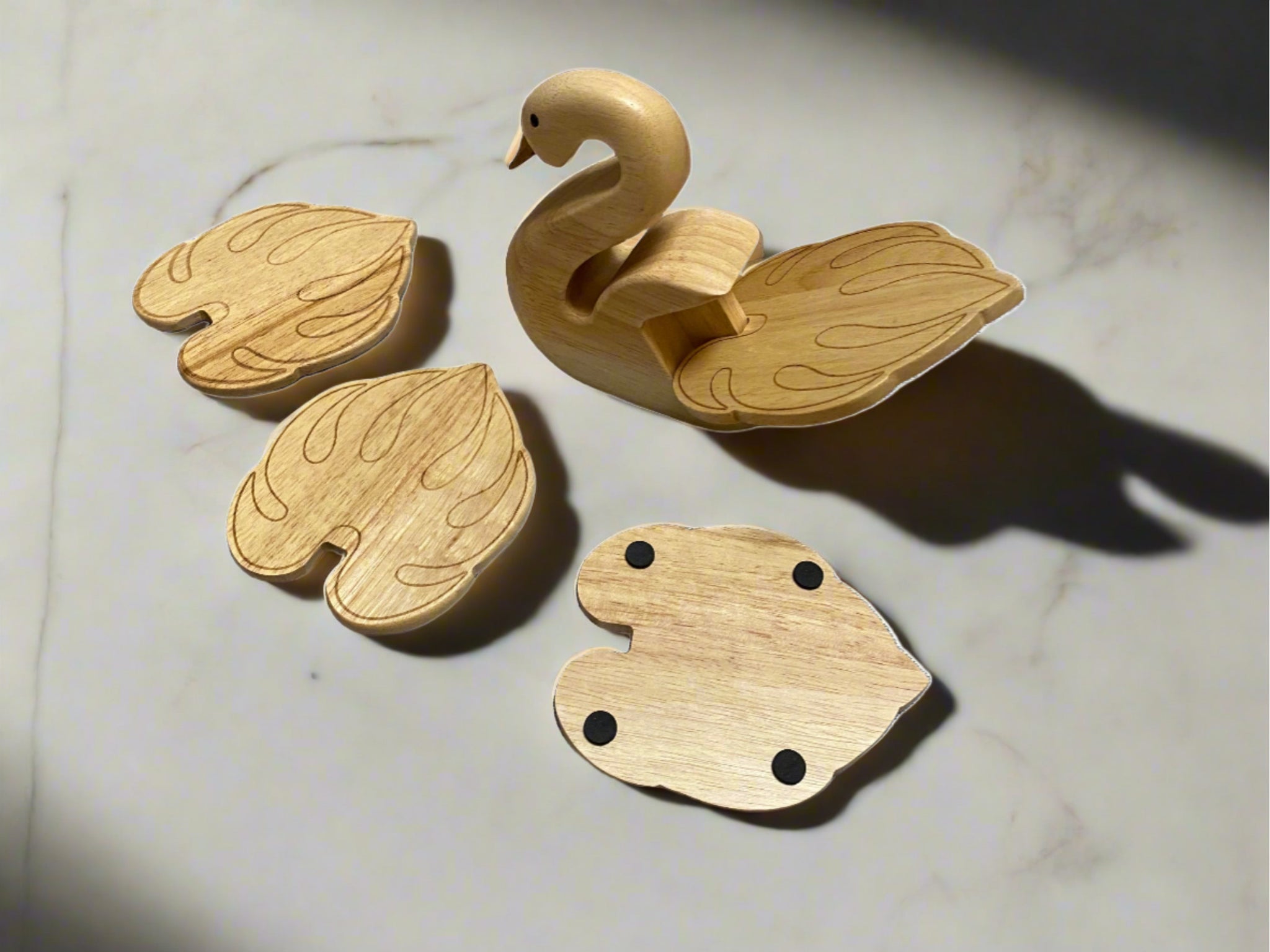 Wooden Coaster Holder Goose