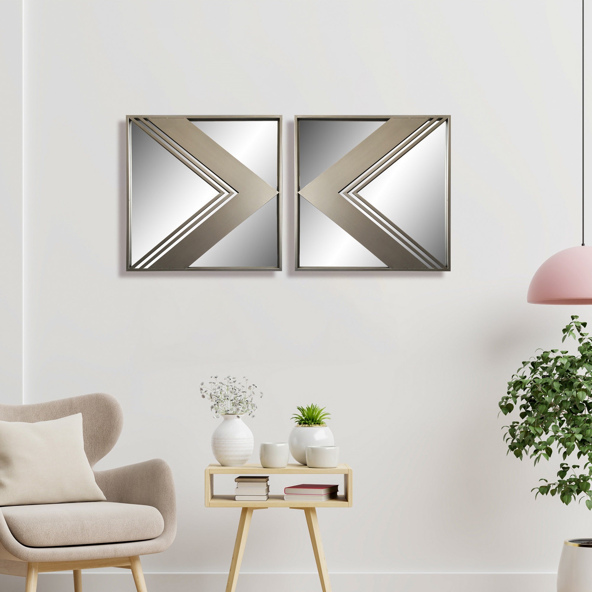 Wall Mirror - Metal Wall Decorative Mirrors - Set of 2