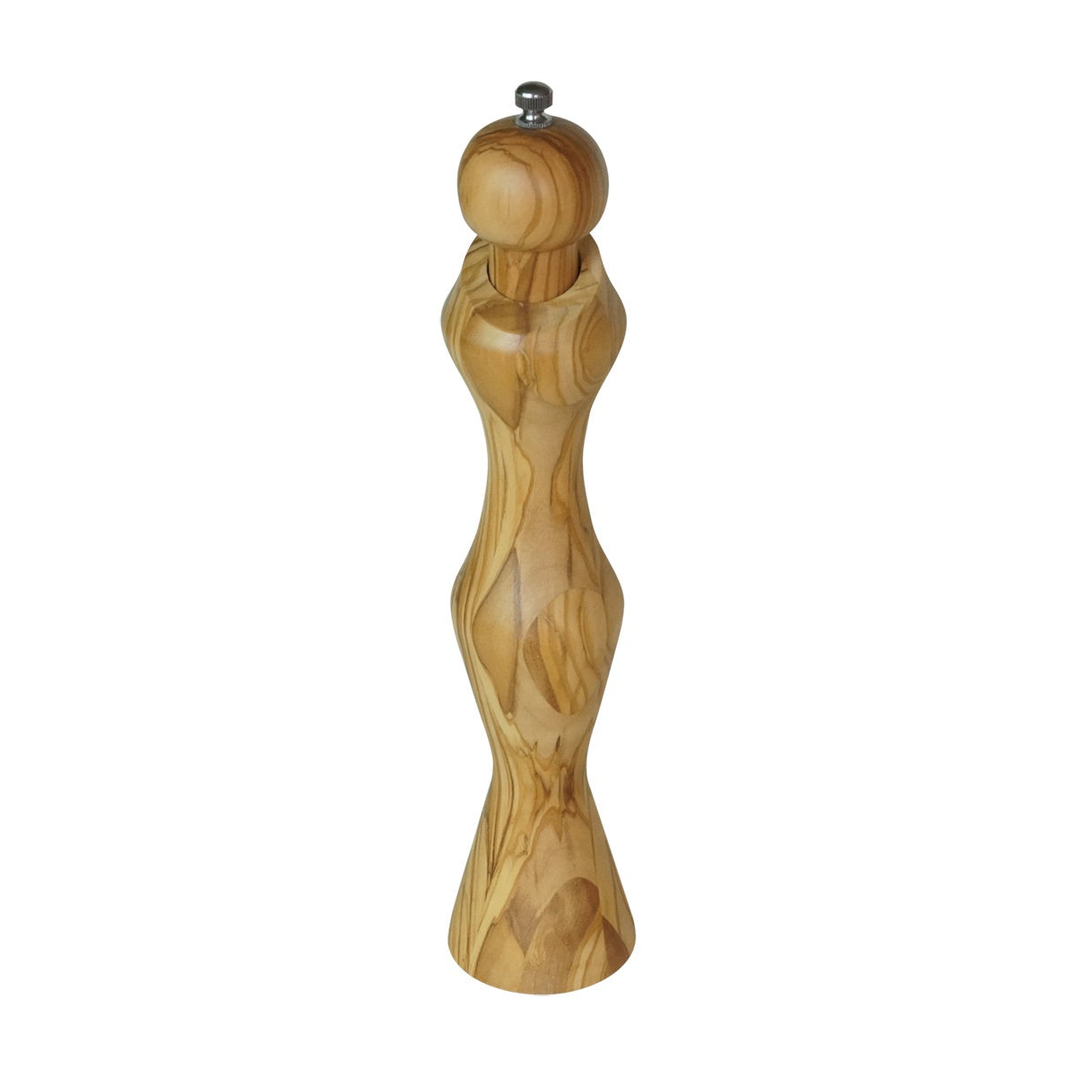 Olive Wood Salt and Pepper Mill Set - Sculpted Body Shapes