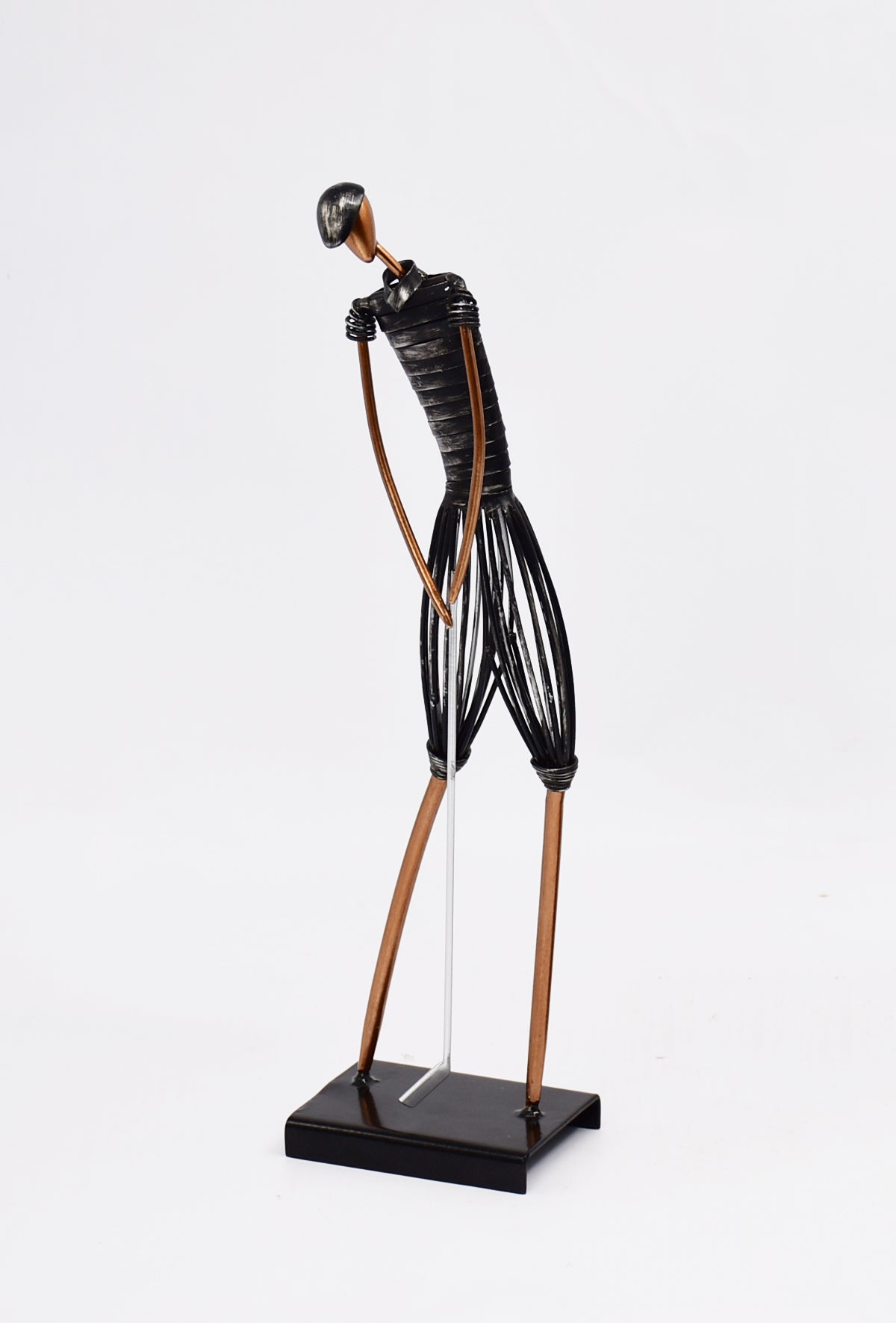 Table Sculpture-Metal Figurine Man Playing Golf